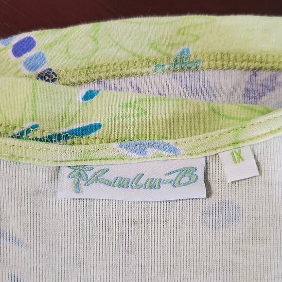 Lulu-B Sequin Beaded Embellished Palm Tree Short Sleeve Top Womens Plus Size 1X - Picture 6 of 11